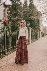 Tiered Tartan Maxi Skirt