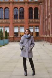 Grey fur coat in London