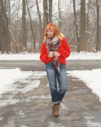 Red Sweater & Leopard Ankle Boots: Christmas Mud Pit