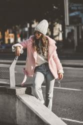 Pink shearling jacket