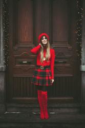 Outfit: Christmas red thigh high boots