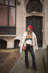 Outfit: rainbow sweater