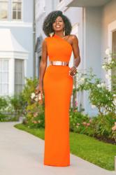 One Shoulder Maxi Dress