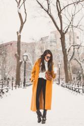 Winter Colors :: Long winter coats & White sweater
