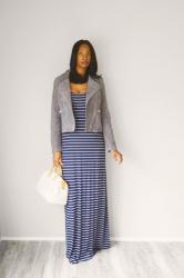 DIY Navy + Grey Stripe Maxi Dress McCalls 6559