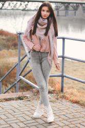 powder pink and gray