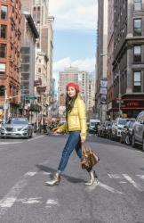 Colorful Winter Brunch Outfit at Outro NYC