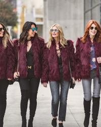 CHIC AT EVERY AGE// BURGUNDY FAUX FUR COAT