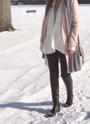 light winter colors + cozy cardigan