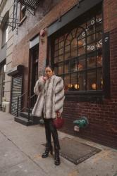 Faux Fur Coat For Staying Warm In New York