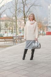 Oversized sweaters over midi skirts: Fashion Trend and Blogger Style