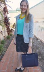 Summer Officewear: Blazers, Bright Tanks and Blue Pencil Skirts