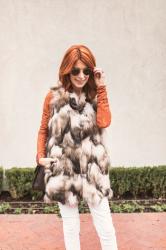 LACE TOP AND FUR VEST