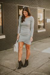 Gray Ruched Dress
