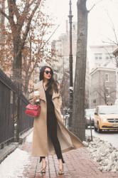 Long Winter Coats :: Camel Coat & Leopard pumps