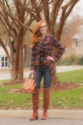 Plaid Blazer + Wearing Over the Knee Boots Over 40