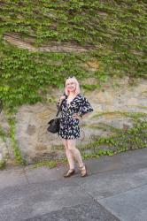 Outfit: Feather Print Navy Blue Romper in Napa