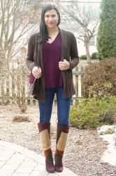 {outfit} Layered Sweaters & Patchwork Boots