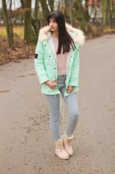 mint hooded coat