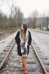 Plaid Scarf and OTK Boots