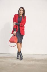 BLAZER MANGAS FRUNCIDAS + VESTIDO MIDI