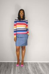 Metallic Crazy Stripe Sweater + DIY Chambray Skirt