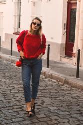 Pull rouge d’hiver