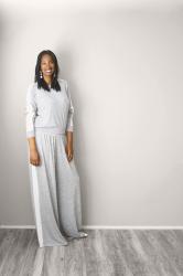 Tall Grey Extra Wide Leg Side Stripe Pants + Matching Top Review