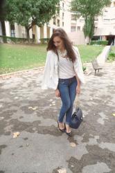 White Tee + Jeans + Black Pumps