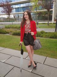 Red Blazer + Leather Shorts