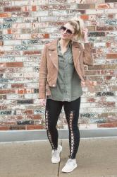 Favorite Suede Jacket + Lace-up Leggings.