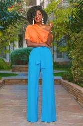 Off Shoulder Top + Belted High Waist Pants