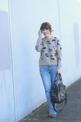 Blue Leopard Print Sweater