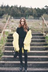 yellow - faux - fur - coat