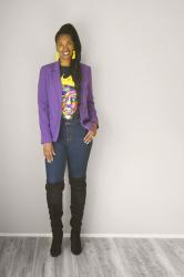 Purple Blazer + Bold Biggie Graphic Tee