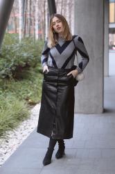 Midi leather skirt