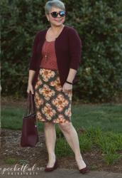 Olive Patterned Pencil Skirt