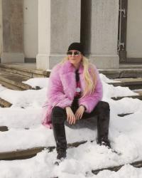 Pink Faux Fur Coat