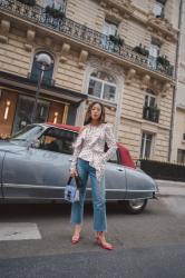 Red Polka Dot Top & Denim Jeans w/ Pink Jeweled Pumps