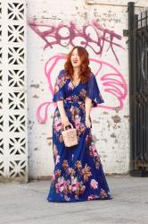 Pleated Floral Maxi Dress 