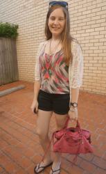 Balenciaga Sorbet Pink City Bag & How To Wear Kimonos With Printed Tanks