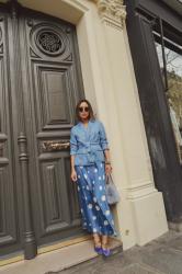 Feeling Blue at PFW: Racil Polka Dot Dress with Malone Souliers Shoes