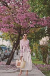 Spring Style: Eyelet Skirt & Straw Bag