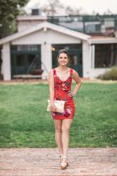 Red Tropical Floral Dress