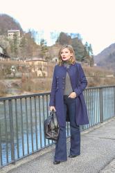 Military coat and flare jeans (Fashion Blogger Outfit)
