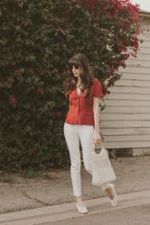 Polka Dot Top and Woven Accessories