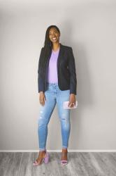 Women’s Tall Navy Blazer + Lavender Tee