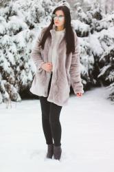 gray faux fur