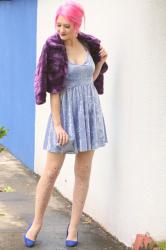 {Outfit}: Velvet Dress + Faux Fur Jacket
