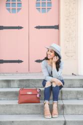 Casual Spring Outfit + Review on Cognac Top Handle Satchel